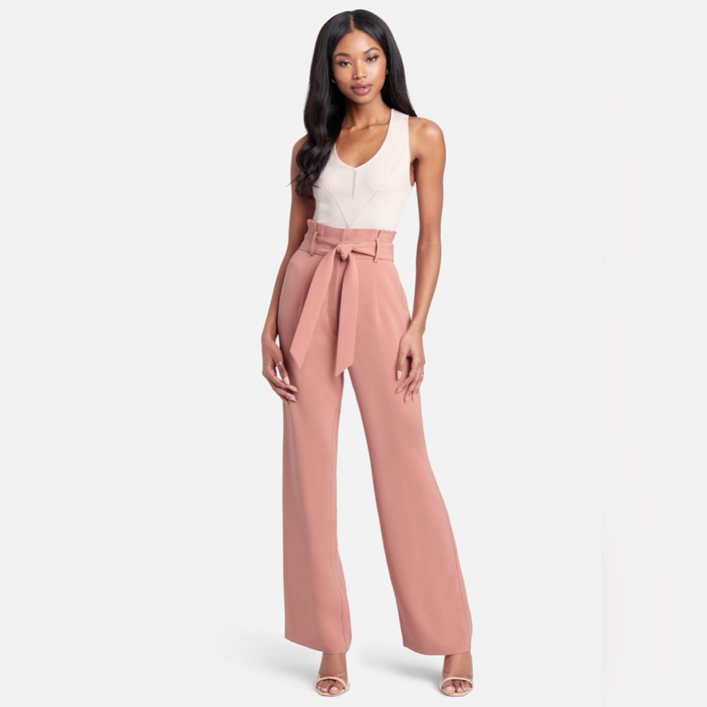 Bebe Paper Bag Tie Waist Pants
